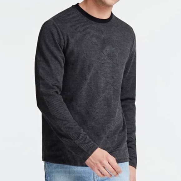 New GUESS Multi-Linear Ribbed Knit Tee SZ S - Picture 1 of 5